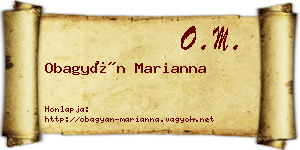 Obagyán Marianna névjegykártya
